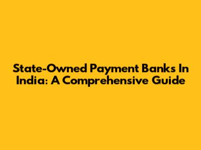State-Owned Payment Banks In India: A Comprehensive Guide